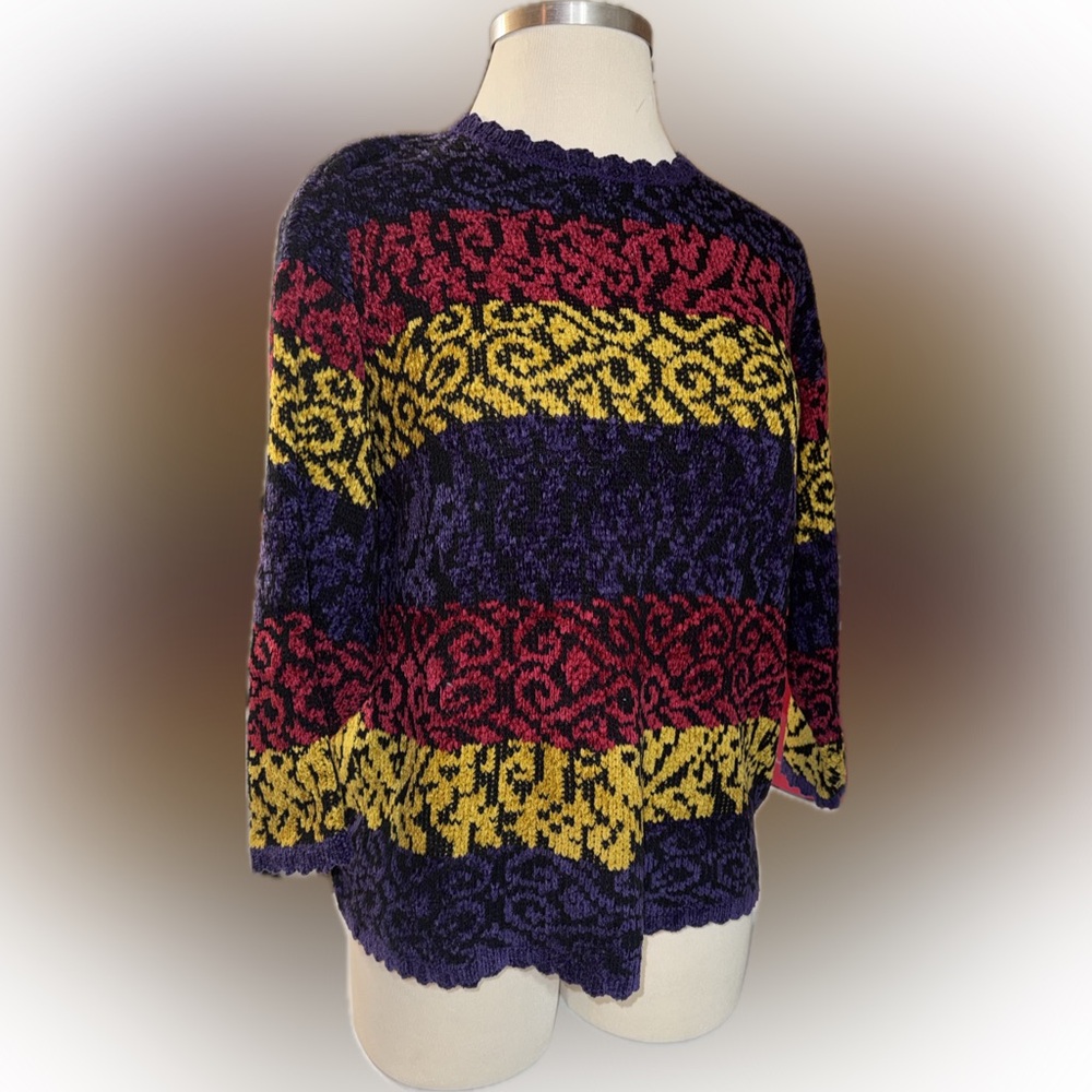 Vintage Liz&Co Multi‎ Color Geometric Pattern Sweater Gilmore Girls Vibes - Picture 4 of 5